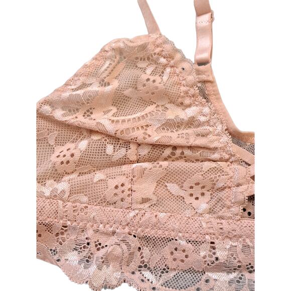 NWT Pearlle Beige Solid Lace Underwire Bralette Size Large - Picture 3 of 7